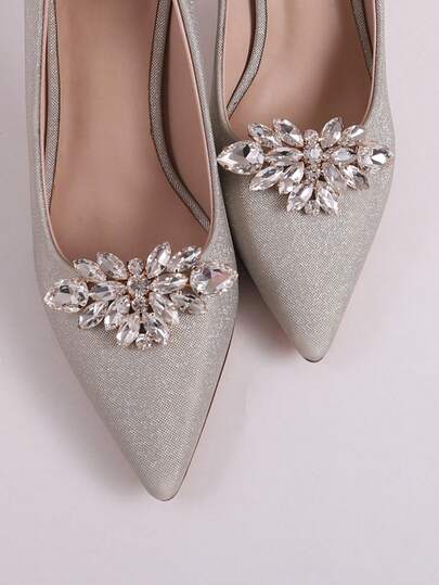 2pcs Gold-Color Crystal Rhinestone Bow Metal Decor, Fashion Elegant Classic Cute DIY High Heels, Sneakers, Brooch, Bag Clips, Home Decor, Versatile Accessories For Stylish Women