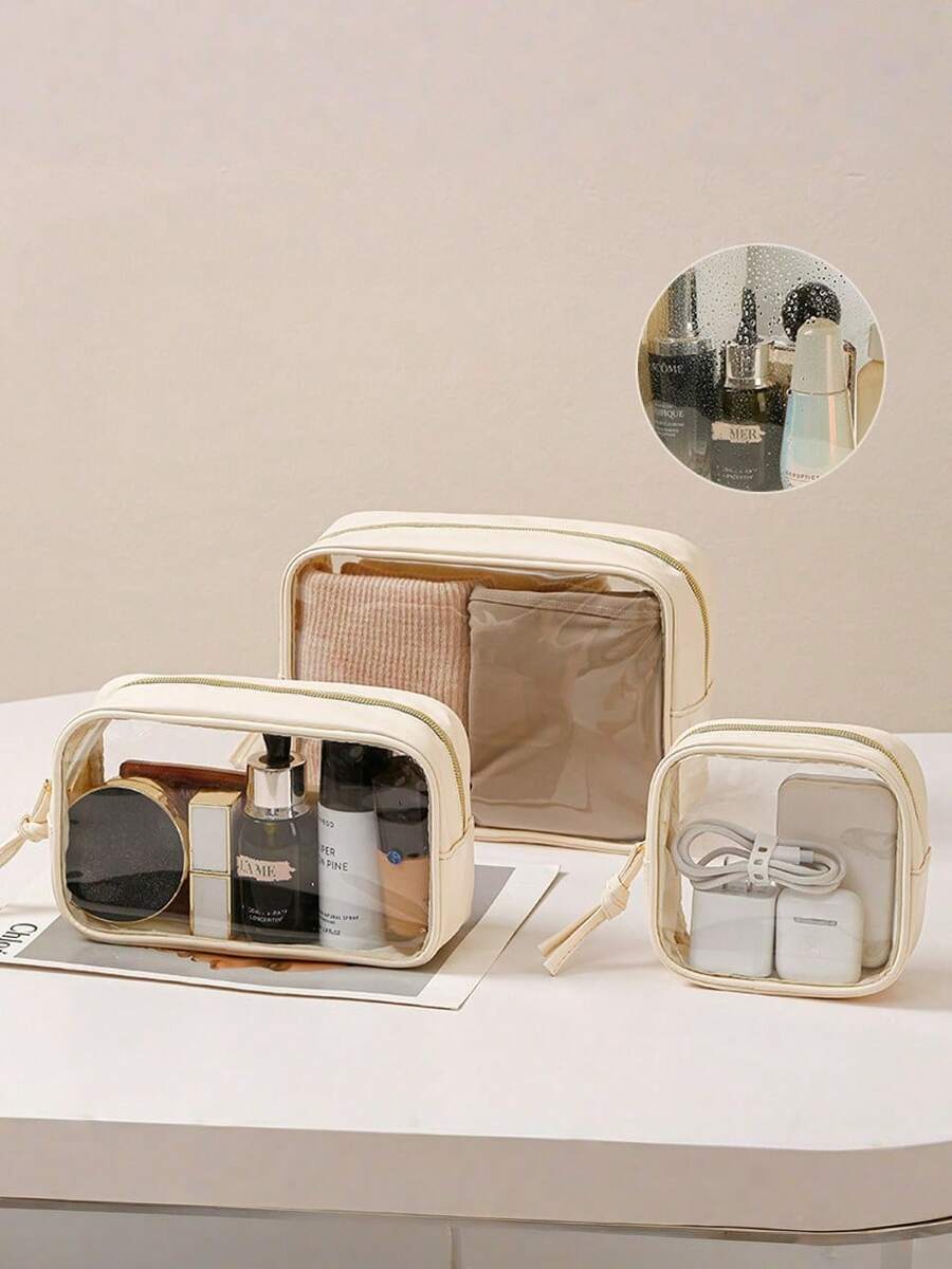 1个装 S/M/L 化妆包 手提洗漱收纳杂物整理袋 旅行洗漱包，简约拉链收纳袋，耐用洗漱包，便携式配件收纳袋，可存放各种日常小物件、玩具、牙刷、毛巾和日用品，适合旅行和海滩使用