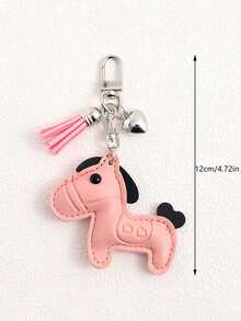 Yogodlns Accesorio de llavero con cadena de cuero sintético, gancho metálico y flecos ondulantes, decoración de llavero con encanto de cuero animal de caballo, llavero de poni de dibujos animados lindo de cuero sintético, decoración de bolso de diseñador de lujo - Multicolor - Ver 9