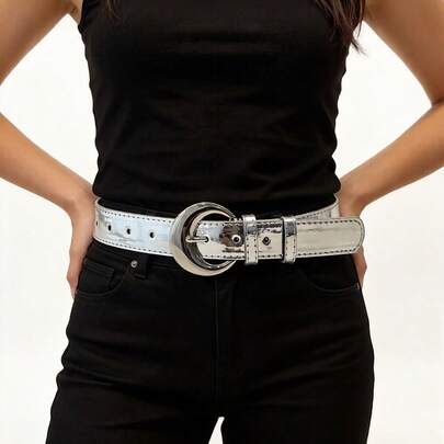 1pc Fashionable Versatile Silver Color Belt Accessory