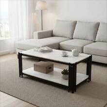 Coffee Tables - White+Black+MDF+Metal - View 4