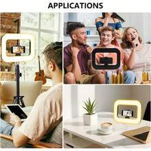 Luz de anillo selfie portátil recargable, estabilizador de video para teléfono, batería incorporada, 3 modos de temperatura de color, adecuado para fotografía panorámica de 360°, clip ajustable, expansión de múltiples interfaces - 1 pieza - Ver 9