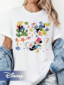 Disney  Shirt - Marine Park Themed Outfit With Iconic Sea Creatures & , Casual - Wear, Machine Washable For Themed Parties & Everyday Outfits - 白色 - 查看 1