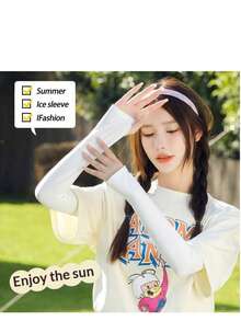 Unisex Lightweight Ice Silk Arm Sleeves, Summer Cycling Outdoor Driving UV Protection Long Arm Covers - Multicolor - View 6