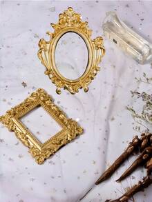 1/2/8/12pcs Vintage European Style Gold Resin Embossed Mini Photo Frame, Suitable For Wallpaper, Decorative Hanging Paintings, Valentine's Day Painting, Decorative Photo Frames And Stands, Back To School, Party Holidays, Angel Oval Small Photo Frames, Photography Props, Nordic Ins Style Accessories, Photography Decor, Photography Props - Gold - View 6