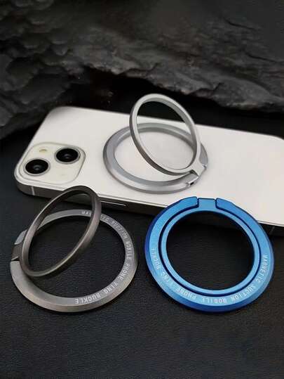 Alloy Magnetic Ultra-Thin Magnetic Ring Mobile Phone Holder Stand Rotatable Metal Magnet Finger Ring Buckle Phone Holder Cellphone Bracket Spring Gift