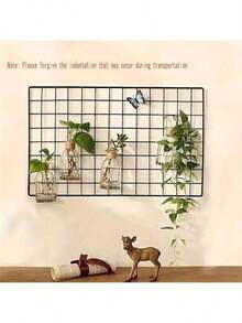 1pc Black/White Iron Wire Grid Wall Shelf With Ledge - Multi-Compartment Storage Rack For Home, Office, Dorm Decor - Space-Saving Photo, Plant & Accessory Display Board, Dorm Decor, Classic Design, Sturdy Structure, Hanging Shelf - Multicolor - View 10
