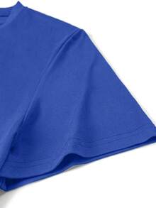Kaos Pria Kasual Longgar Leher Bulat dengan Cetakan Slogan - Royal Blue - View 5