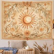 1pc Sun And Moon Tapestry Vintage Bohemian Wall Hanging Sun Moon Floral Vintage Mystical Scene Tapestry, Wall Hanging Tapestries, Fashion Aesthetic Horizontal Wall Tapestry Hanging, Modern Pattern Print Art Tapestries, Wall Decor For Bedroom, Living Room, Dorm, Party - Unique Birthday & Holiday Gift For Friends, Women, Yourself, Dorm Room Accessory(40x30in/60x40in/60x51in/80x60in/90x60in) - 4 - Xem 3