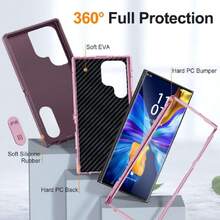 Case For Samsung Galaxy S23 Ultra Layer Case - Built-In Stand With Two Screen Protectors - Pink, 41813042 - Clear - View 6