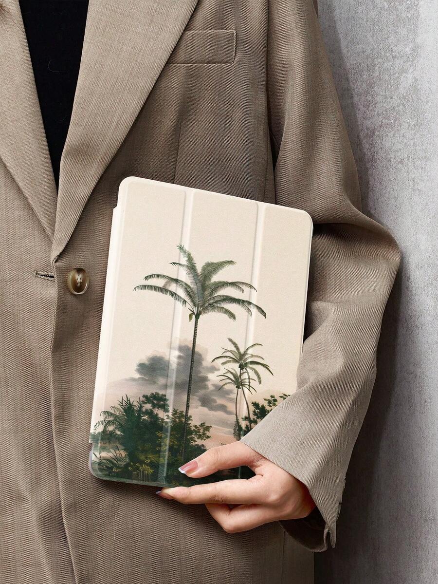 1pc Coconut Tree Countryside Pattern Tablet Case & Kindle E-Book Case Compatible With 10th Generation, 11/Air 4th/Air 7th/9.7 Inches, Compatible With Samsung Galaxy Tab A9 Plus, Kindle (11th Generation-2024 Release)(6 Inch), Kindle Paperwhite 12th Gen 2024, Great Holiday Gift, Stylish And Simple Pattern.