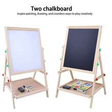 Tablero de dibujo de madera 2 en 1 de doble cara para bebés y niños. - Albaricoque - Ver 1