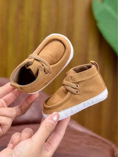 Spring/Autumn New High-Top Moccasins 0-1 Year Old, Lightweight Slip-On Fashion Baby Cloth Shoes, Solid Color Casual Shoes, Suitable For Indoor & Outdoor Activities, Toddler Walking Shoes