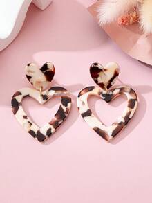 1 paire de boucles d'oreilles élégantes et raffinées avec imprimé léopard en forme de cœur, design élégant convenant pour le port quotidien, les sorties ou les cadeaux pour femmes - Multicolore - Voir 5
