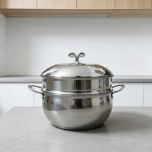 Stainless Steel Double Layer Steamer Pot, Multi-Function Cooking Pot With Lid, Suitable For Induction Cooktop And Gas Stove - View 3
