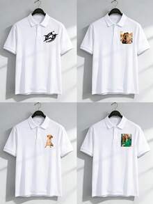 男士Polo衫。可处理图案以去除背景色。请上传您的图片以制作礼物。这也是运动爱好者的理想之选。 - 白色 - 查看 2