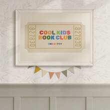 1pc Canvas Wall Art With Frame, Decor For Children's Room, Cool Kids Reading Club Admission Ticket, Colorful Children's Room Decor, Beige Landscape Wall Art, Children's Home Decor, Suitable For: Children's Room Decor, Game Room Decor, Nursery Decor, Playroom Decor, Preschool Decor, Girls Bedroom Decor, Boys Bedroom Decor, Nursery Decor - Multicolor - View 2