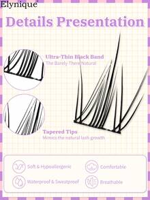 100片装自然卷翘纤长假睫毛，C型卷翘，10-13毫米，黑色睫毛梗，3D立体自然上翘假睫毛，日本单根睫毛簇，适合派对、夜店等场合的化妆工具 - 查看 2