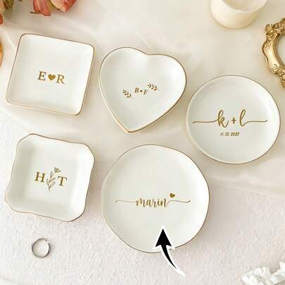 Custom Locked Ring Dish, Personalized Jewelry Dish, Engagement Gift, Sentimental Gift For Custom Ceramic Ring Tray, Bridal Shower Gift,Custom Jewelry Tray, Personalized Wedding Ring Tray, Gifts For Friends, Birthday Gifts, Wedding Bridesmaid Gifts, Best Friend Gifts, ,Colorful,Cute,Adorable,Funny,Kawaii,Y2K,Stylish,Unisex,Casual,Gift For Mom