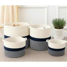 Cotton Rope Basket Cloth Toy Storage Laundry Washing Large Organizer Hamper Laundry Basket Small Dqq - As Shown - View 6