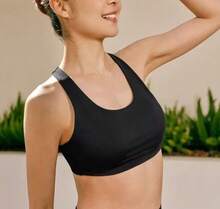 Skechers 女士针织运动文胸，减震背心 - 黑色 - 查看 8