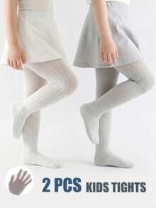 2 PCS Kids' Girls' Dance & Play Leggings - Lightweight Mesh, Anti-Mosquito, Stretchy & Comfortable Baby Girl's Tights - Multicolor - View 9