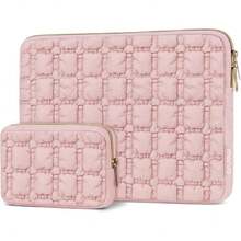 Funda para Laptop 13.3 Pulgadas,Bolsa para Portátil Compatible con MacBook Air 13 13.6/Pro 13/Pro 14, HP  ASUS ,Puffy Cuadrícula Acolchada Manga para Portátil con Bolsillo,Rosa,41843639 - Color caoba - Ver 1