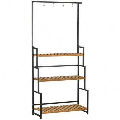 3 Tiered Plant Stand With Hanging Hooks Flower Rack Shelf For Indoor Outdoor Porch Balcony Living Room Bedroom
