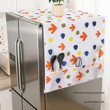 1Pc 62cm*180cm Floral Pattern Refrigerator Dust Cover/Washing Machine Dust Cover Suitable For Home Appliances, Schools, Offices, Homes, Travel, And Home Decor. - Multicolor - View 4