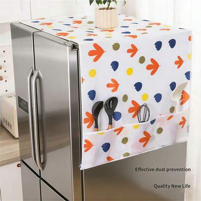 1件 62cm*180cm 花卉图案冰箱防尘罩/洗衣机防尘罩，适用于家用电器、学校、办公室、家庭、旅行和家居装饰。