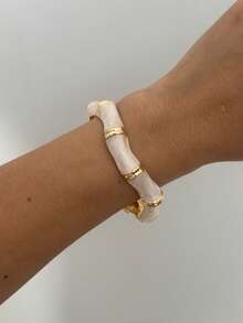 1 pieza Brazalete de bambú con efecto esmaltado, de colores brillantes y diseño de gotas, adecuado para el uso diario, reuniones con amigos, festivales románticos, fotografía callejera y desfiles de moda - Multicolor - Ver 14
