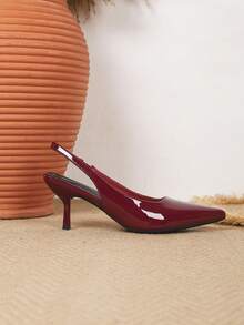 Women's Pointed Toe Kitten Heel Pumps, Backstrap Thin Heels Closed Toe Dress Shoes For Party, Work, Outdoor, Retro Red (Run Small By 1 Size) - Bordeaux - View 5