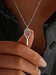 suteyi 18K Gold Plated Delicate Tennis Racket Necklace, Suitable For Tennis Lovers, Sports Jewelry, Daily Wear, Gift For Her - Multicolor - View 5