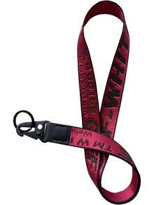 Fashion Letter Keychain Lanyard Industrial Canvas Phone Lanyard Wristlet Keychain Office Badge Lanyard Key Chain Phone Strap - Burgundy - View 10
