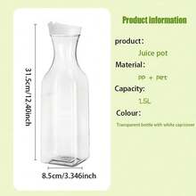 1pc Plastic Juice Pitcher With Lid, Suitable For Mimosa Cocktail Bar, Covered Beverage Pitcher, Water Bottle, Milk Container, Transparent Drink Container (Refrigerator ), Food Storage, Square Water Pitcher, Bar & Restaurant Supplies - Clear - View 11