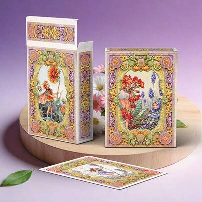54pcs High Definition Floral Fairy Playing Cards, Vibrant Floral Fairy Patterns, Vintage Style, Suitable For Family Games, Halloween, Christmas Gifts, Family Card Games, Vivid Card Design, Exquisite Card Art
