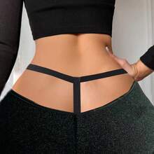 1 chiếc quần lót gợi cảm cho nữ, kiểu dáng chữ A, cạp thấp, dây buộc 3 điểm, màu đen, đồ lót sexy. - màu đen - Xem 2