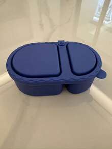 Caja de almuerzo reutilizable de silicona con compartimentos, apta para calentar en microondas, caja bento con tapa, diseño de doble compartimento, caja portátil de almacenamiento de alimentos de silicona, adecuada para picnics, oficina y otras ocasiones - Multicolor - Ver 11