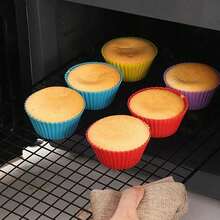 12/24pcs Silicone Round Cake Mold, Muffin Cup Baking Mold, Kitchen Baking Tool, DIY Cake Decorating Tool - Multicolor - View 6