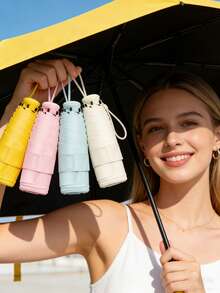 1pc Double-Rib Mini Ultra-Light 5-Fold Umbrella With Hidden Telescopic Handle, Sun And Rain Umbrella, UV Protection - Multicolor - View 12