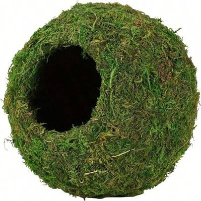 Moss Cave, Artificial Green Moss Cave, Hiding Place For Pets Like Frogs And Snakes, Decoration For Terrariums And Vivariums, Gecko Terrarium Decor (Forest Green)