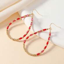 1 Pair Bohemian Vacation Style Elegant Fashion Glass Bead Minimalist Versatile Creative Personalized Exaggerated High-End Earrings Suitable For Daily And Vacation Wear For Women - White - View 4