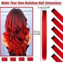 16 extensiones de cabello con clip, mechones de cabello morados para fiestas, extensiones de cabello suaves y largas, accesorios de cabelloíris para mujeres, niñas y niños, 55 - Putrefacción - Ver 8