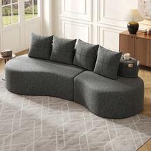 Sofas & Couches - Dark Gray + Linen + Foam + 3 Seat - View 5
