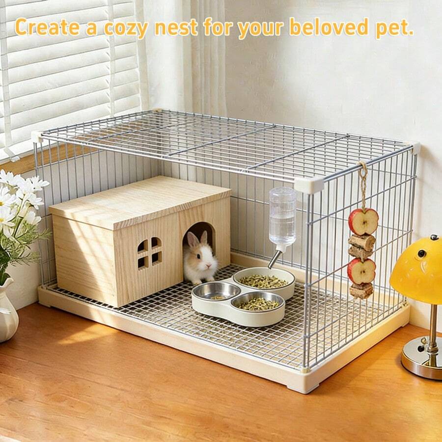 木制小型宠物屋，仓鼠兔子藏身处，简约舒适的宠物窝 - 28cm*15cm*16.5cm - 查看 1