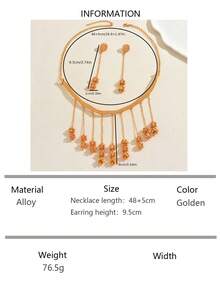 3件套复古阿拉伯风格流苏项链耳环首饰套装，新娘婚礼派对 - 金色 - 查看 7