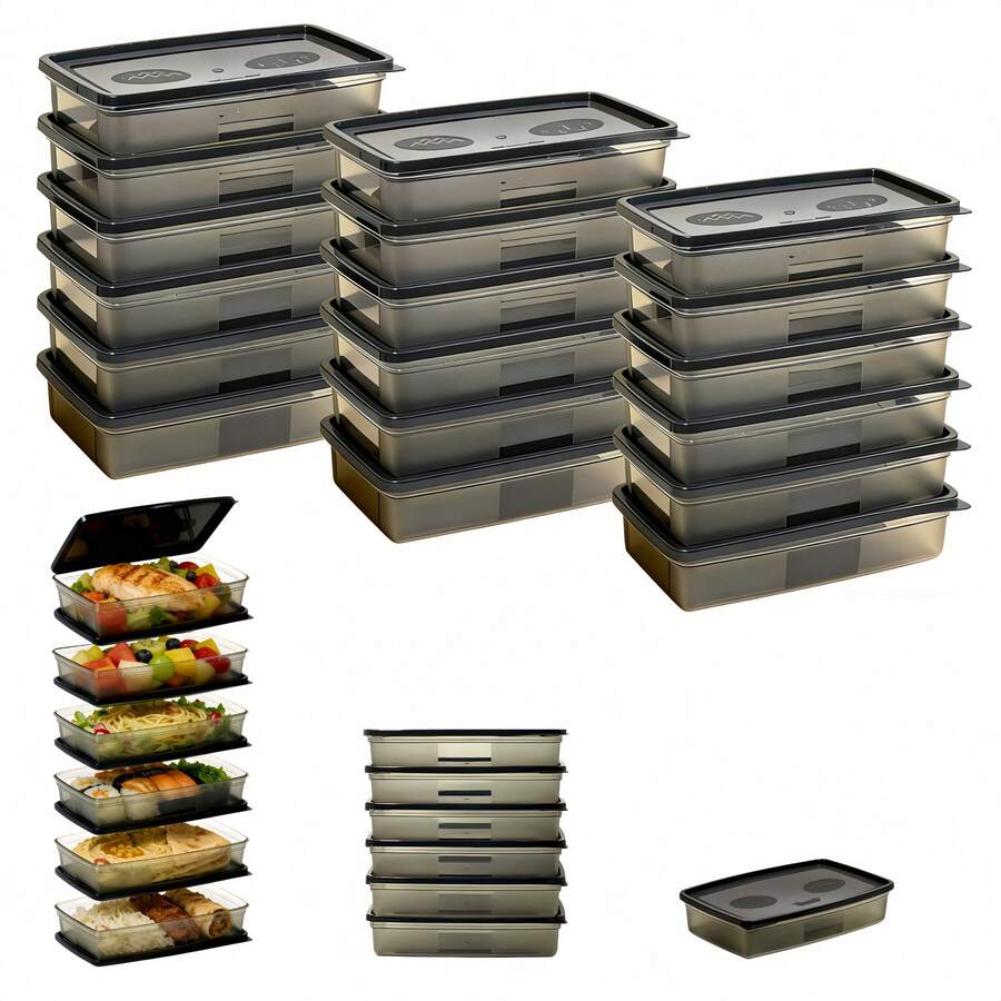 12pcs Stackable Food Storage Containers With Lids, Microwave Meal Prep Lunch Boxes, Snack Containers For Home, Office, Picnic, Great Gift - View 1