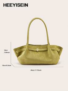 Bolsa feminina de camurça, estilo retrô, para usar no ombro, no trabalho, em viagens e no escritório. - Verde - Ver 4