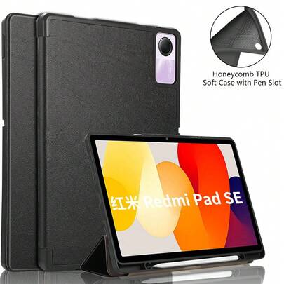 XYS ACS 平板电脑保护套，兼容 iPad Pro 12.1 英寸（2024 版）、iPad SE 2023（11 英寸）和小米 iPad 6 平板电脑，智能 PU 保护套，带自动休眠/唤醒功能