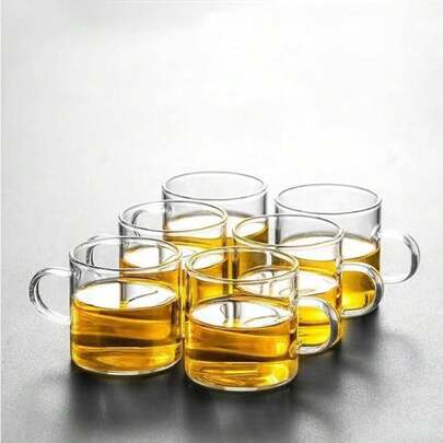 12/6/4/2pcs Set Transparent Small Tea Cups, Heat-Resistant High Quality, Delicate & Compact, Suitable For Tea Brewing, Entertaining Guests, Business, KTV, Tea House, Restaurant, Office And Other Versatile Uses, Fashionable And Elegant